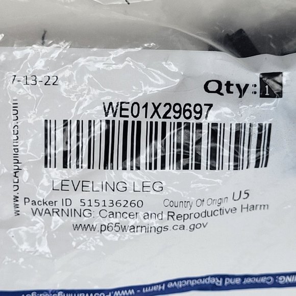 New‎ OEM GE Dryer CONNECTED LEVELING LEG WE01X29697 - Picture 3 of 5